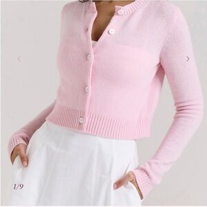 house of cb alliana icy pink 100% Wool Cardigan Sweater Size S